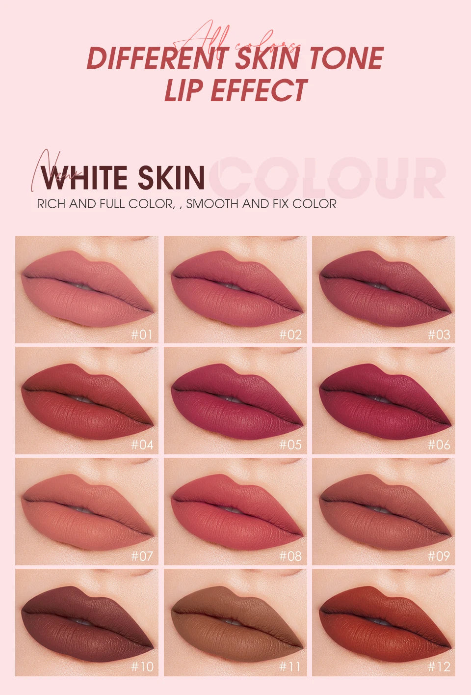 Rouge à lèvres liquide O.TWO.O 12 couleurs, fini mat, brillant à lèvres sexy et soyeux, résistant à l'eau, résistant aux baisers, longue durée, teinte pour les lèvres, cosmétiques