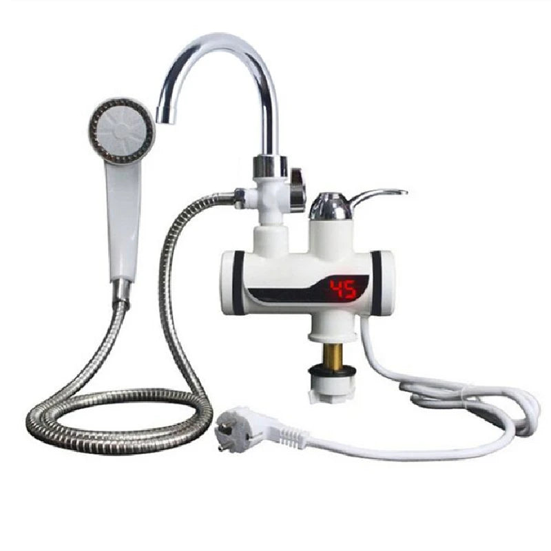 Chauffe-eau instantané électrique sans réservoir avec douche, 220 V, affichage numérique, robinet électrique, électroménager