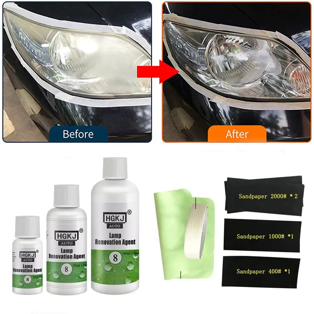 HGKJ 8 Lamp Renovation Agent Auto Headlight Headlamp Polish Restoration Kit Long Lasting Protection Oxidation Liquid for Car - Lootquake