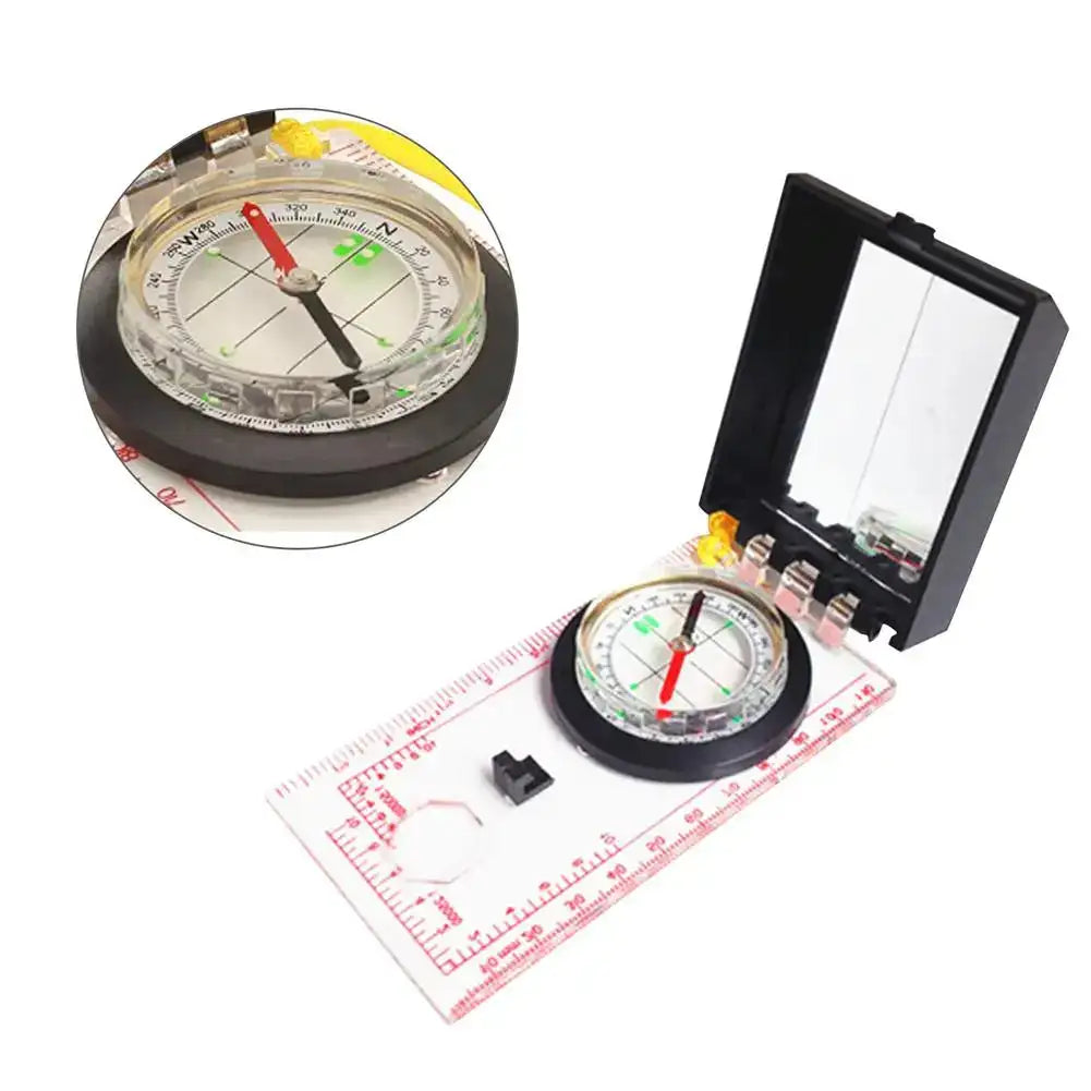 Portable Magnifying Compass Navigation Map Reading Compass with lanyard mirror and ruler for Camping Hiking and Traveling - Lootquake