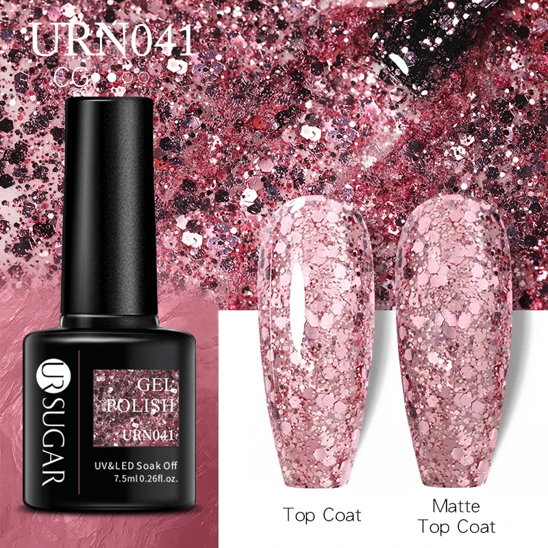 UR SUGAR 7.5ml Nude Glitter Color Gel Nail Polish Winter Warm Color Series Semi-permanent Varnish Professionals Manicure