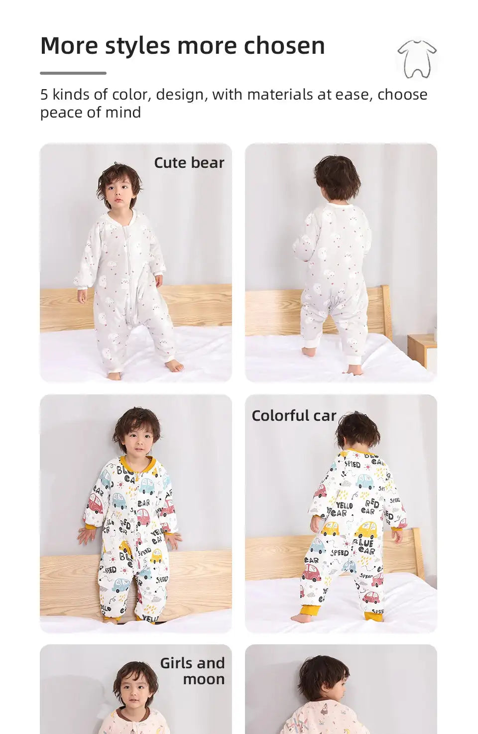 Baby Sleeping Bag Cute Flowers Print Toddler Sleepwear Walk Play Pajamas 2.5Tog Thick Winter Keep Warm Sleepsack 1-4 Years - Lootquake