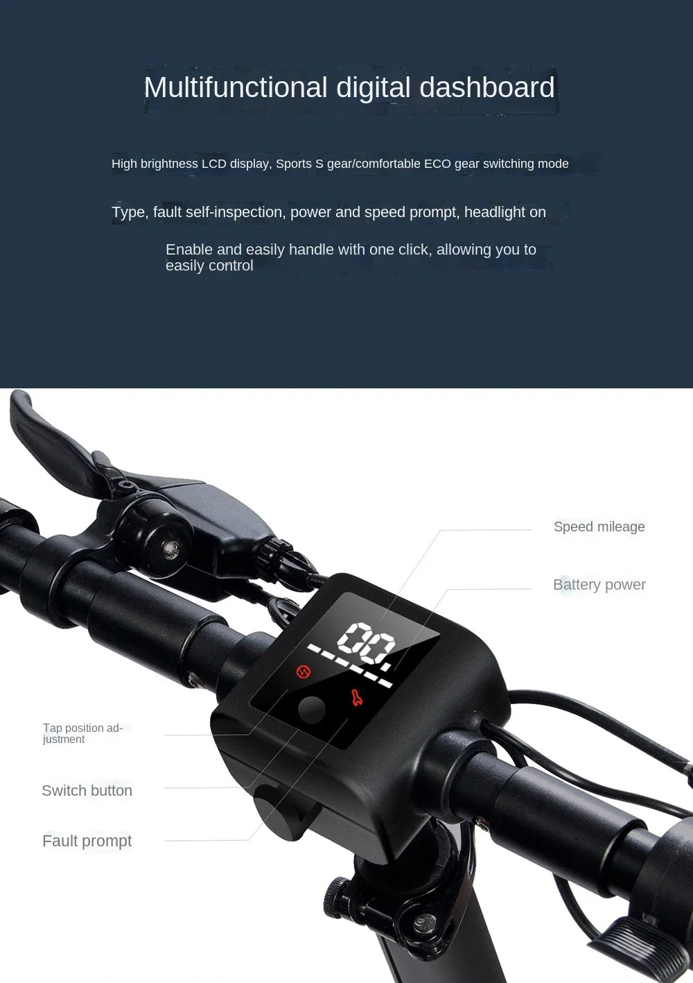 Adult Wide Tire Electric Scooter Double Disc Brake Off-road Electric Vehicle Two-wheel Foldable Driving Scooter