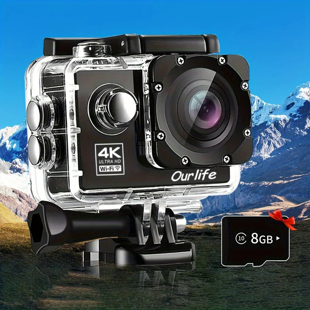 New 4K Wifi Action Camera Loop Recording 16MP Outdoor Sports Cameras with Wide Angle