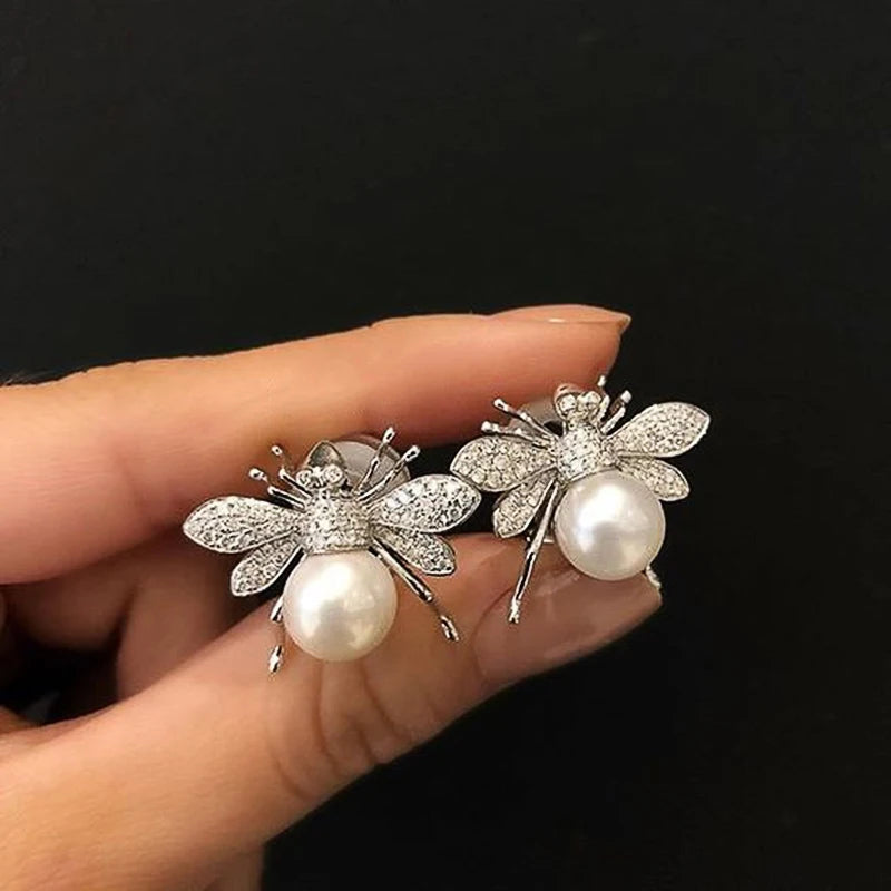 Huitan Delicate Bee Earrings Women for Wedding Engagement Good Quality Ear Accessories Dance Party Funny Earrings Trendy Jewelry - Lootquake