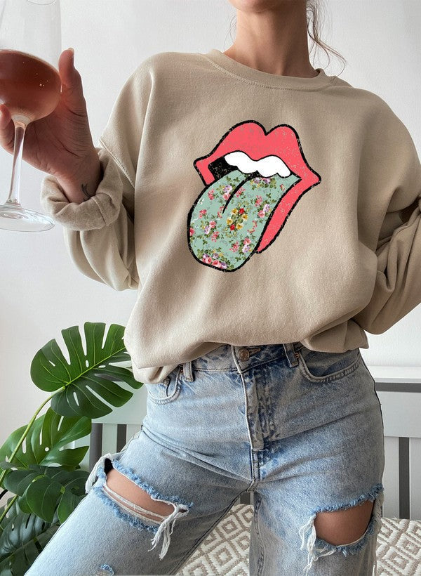 Sudadera hippie con estampado floral y lengüeta