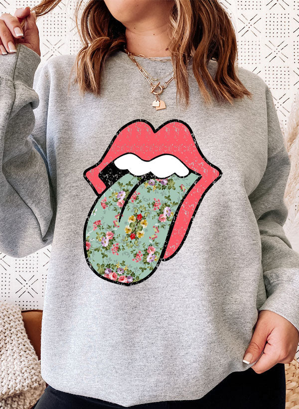 Sudadera hippie con estampado floral y lengüeta