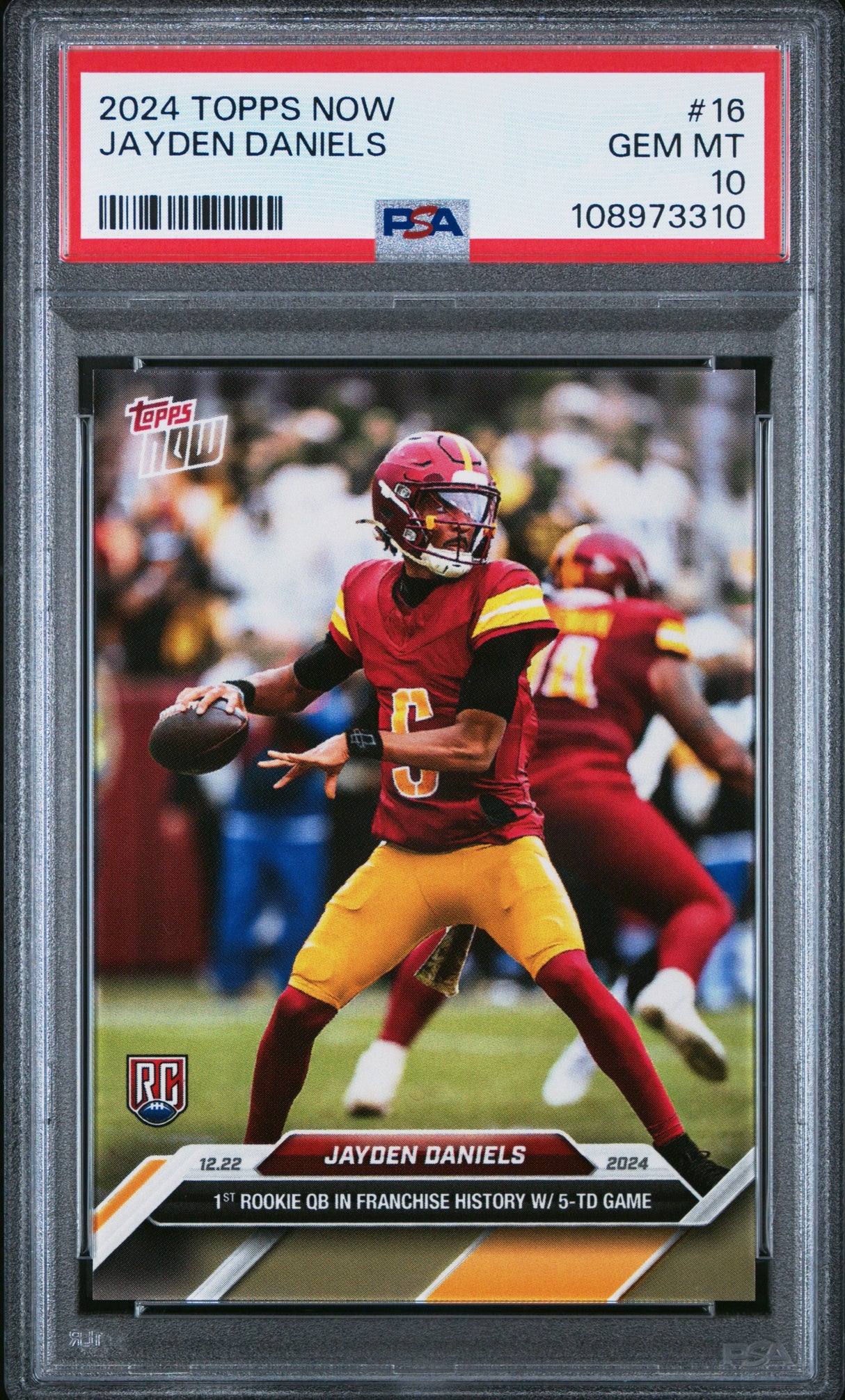 Graded 2024 Topps Now Jayden Daniels #16 Rookie RC Football Card PSA 10 Gem Mint
