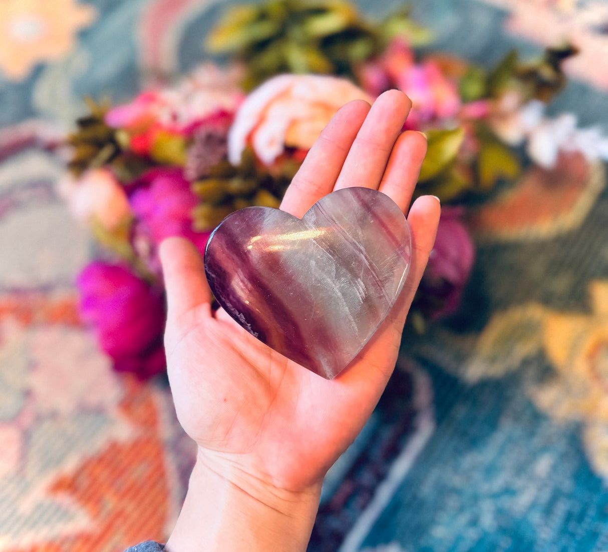 Large CANDY Fluorite Hearts, Ethically sourced Crystal Hearts