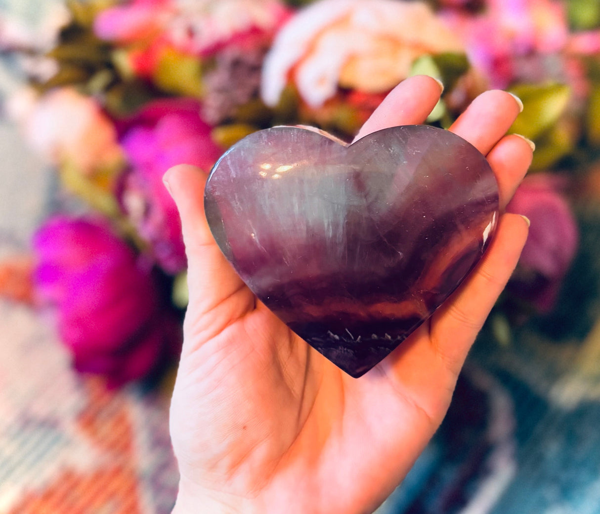 Large CANDY Fluorite Hearts, Ethically sourced Crystal Hearts