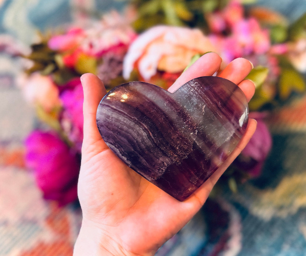 Large CANDY Fluorite Hearts, Ethically sourced Crystal Hearts