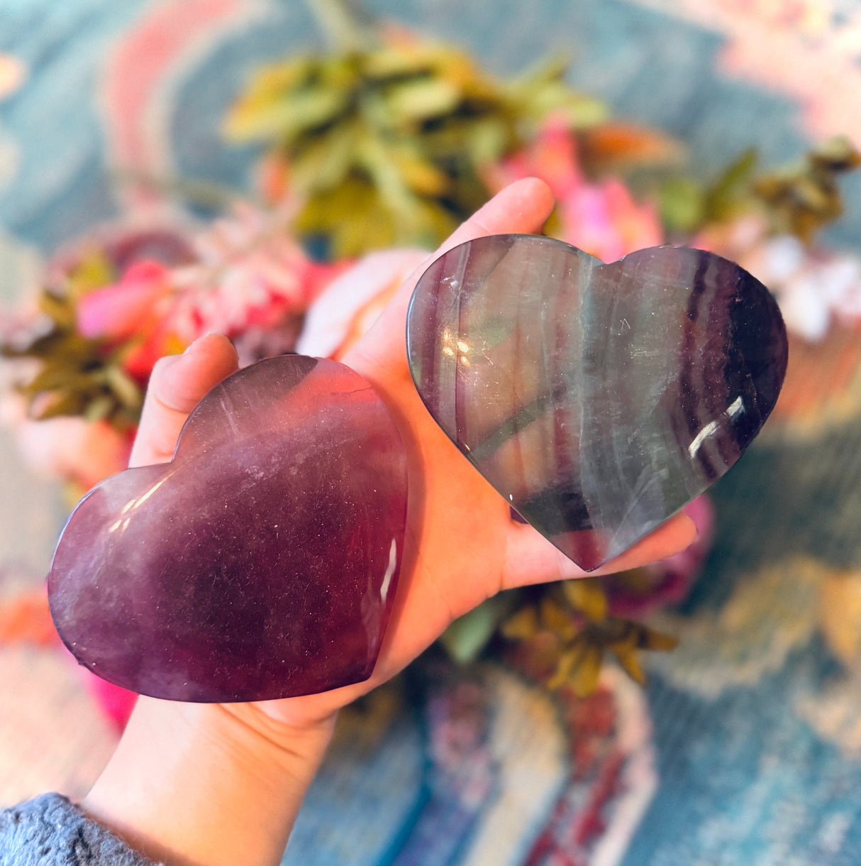Large CANDY Fluorite Hearts, Ethically sourced Crystal Hearts