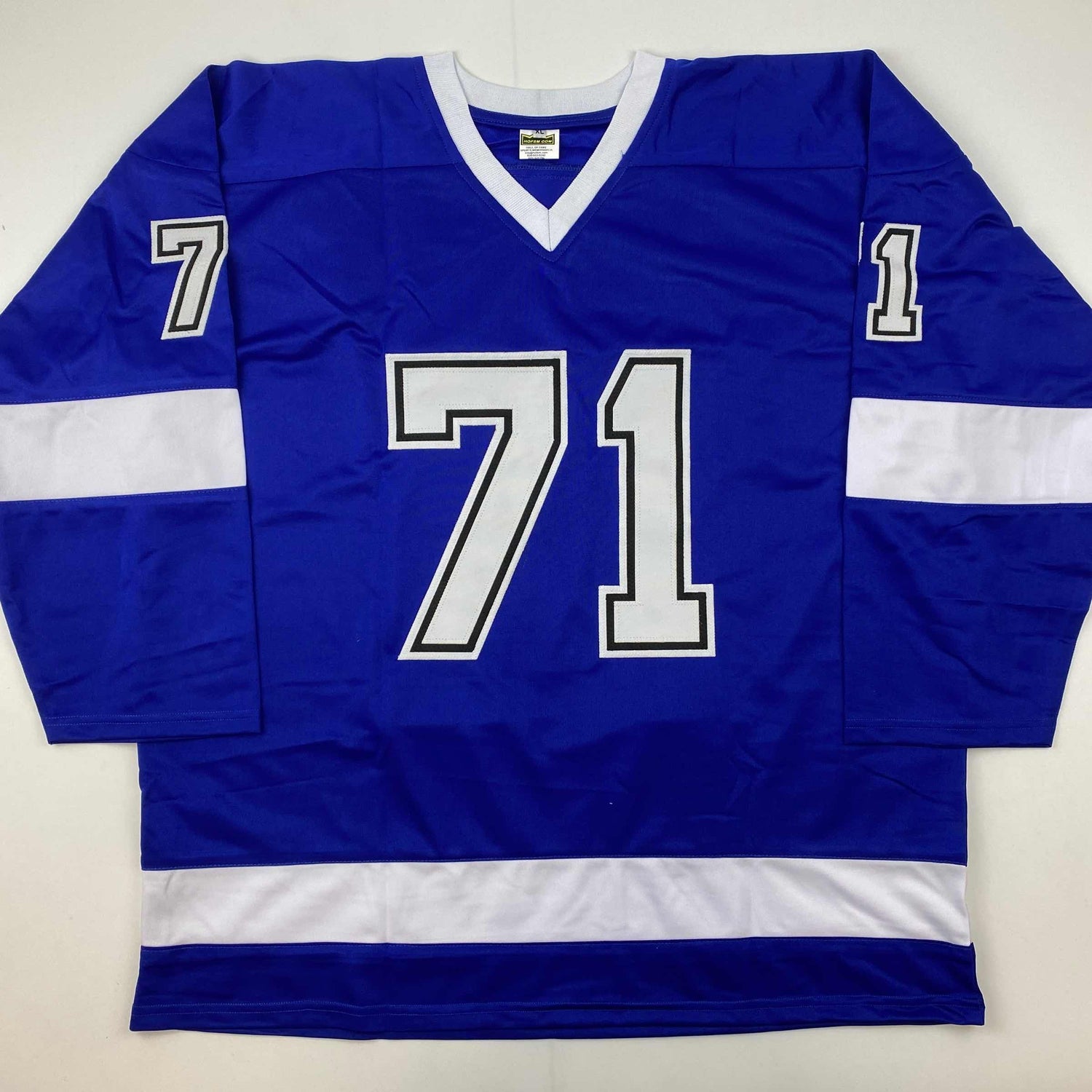 Camiseta de hockey azul de Tampa Bay autografiada/firmada por Anthony Cirelli JSA COA