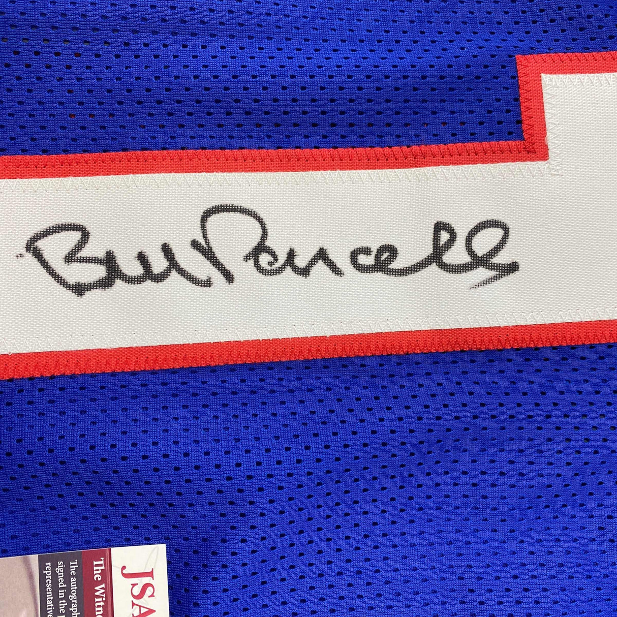 Camiseta de fútbol americano azul de Nueva York autografiada/firmada por Bill Parcells (JSA COA)