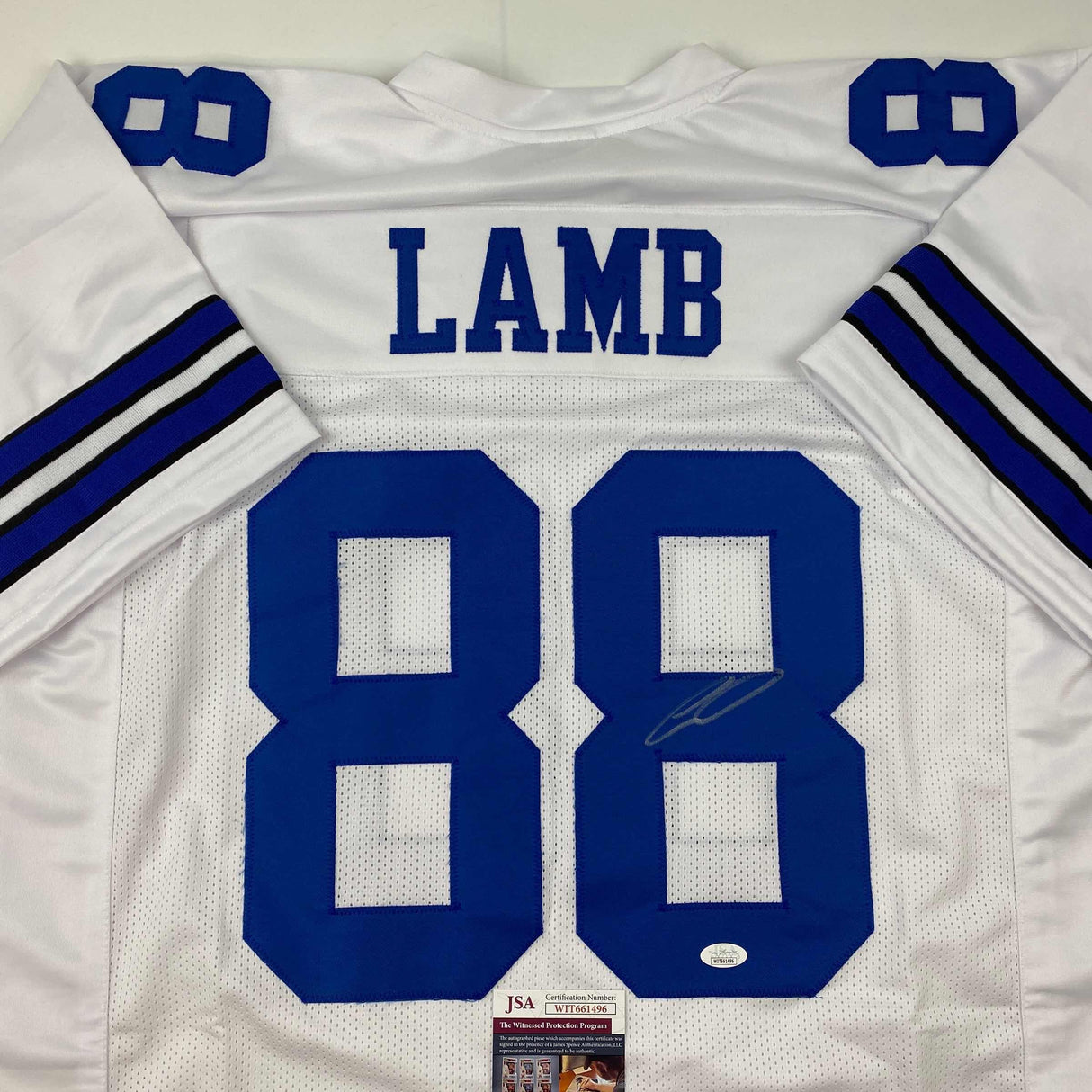 Autographed/Signed CeeDee Lamb Dallas White Football Jersey JSA COA