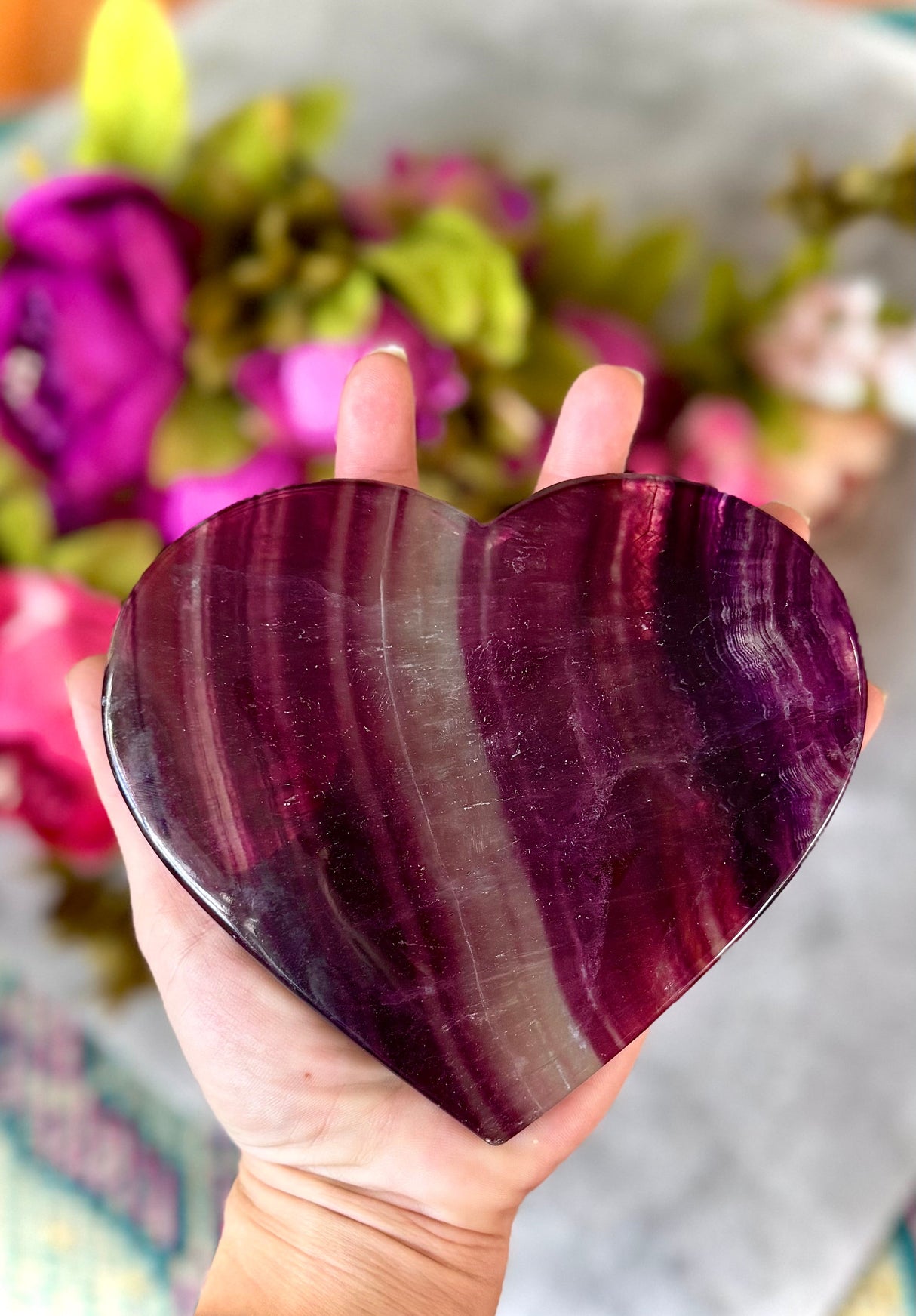 Huge CANDY Fluorite Hearts, Ethically sourced Crystal Hearts