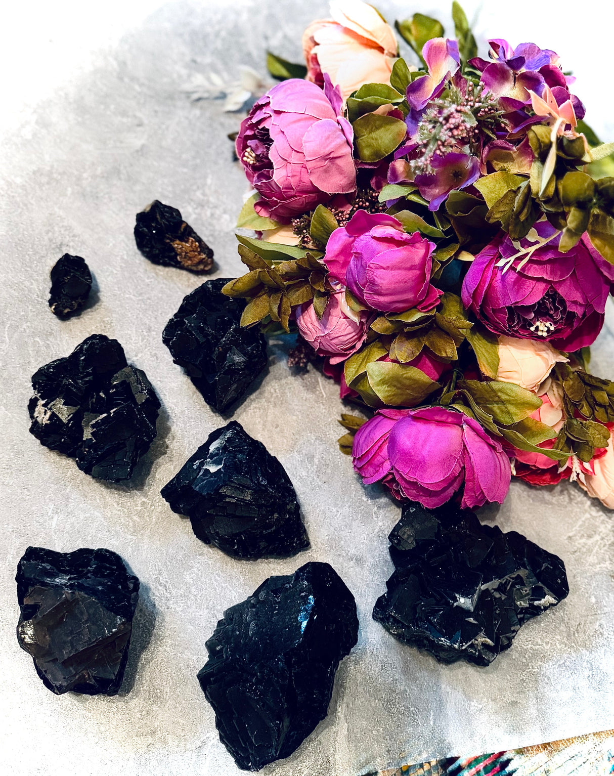 RARE Black Rose Fluorite Specimens, Fluoresce Red or Pink