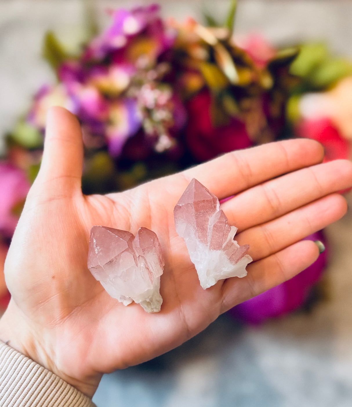 Scepter Quartz From India, New Find! with Pink Hematite