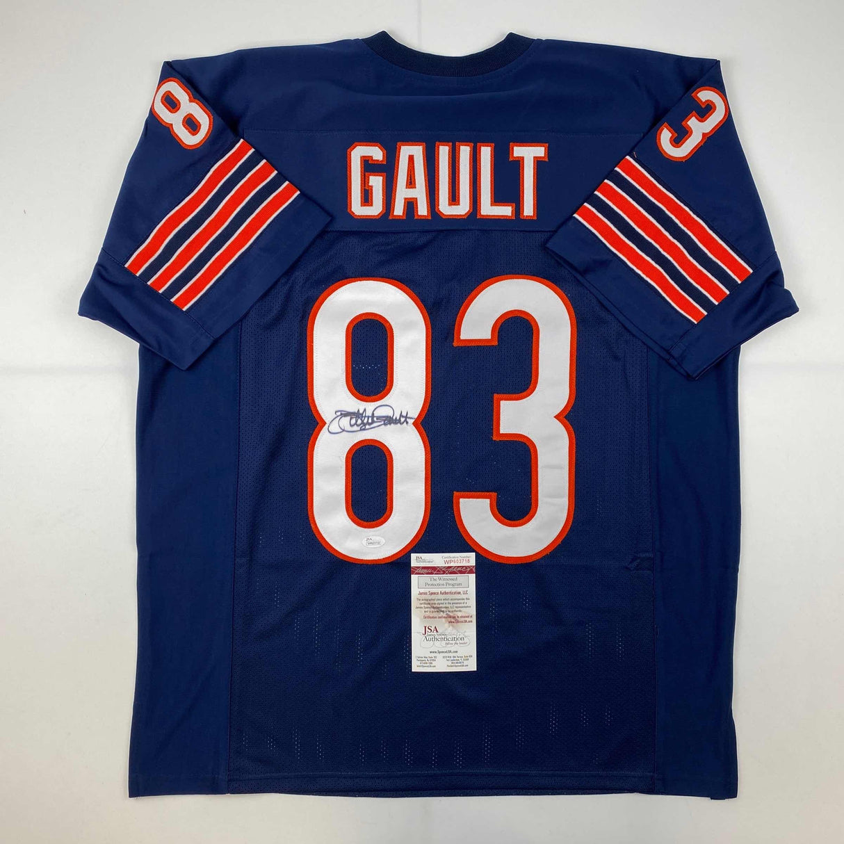 Autographed/Signed Willie Gault Chicago Blue Football Jersey JSA COA
