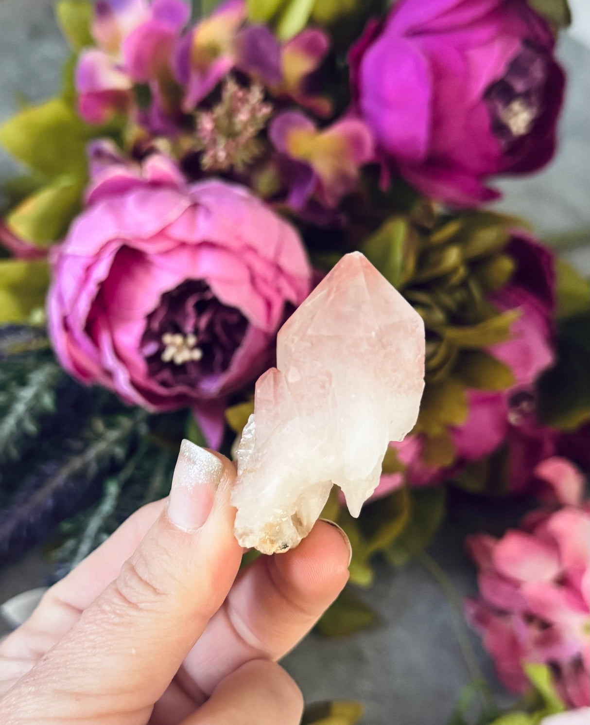 Scepter Quartz From India, New Find! with Pink Hematite