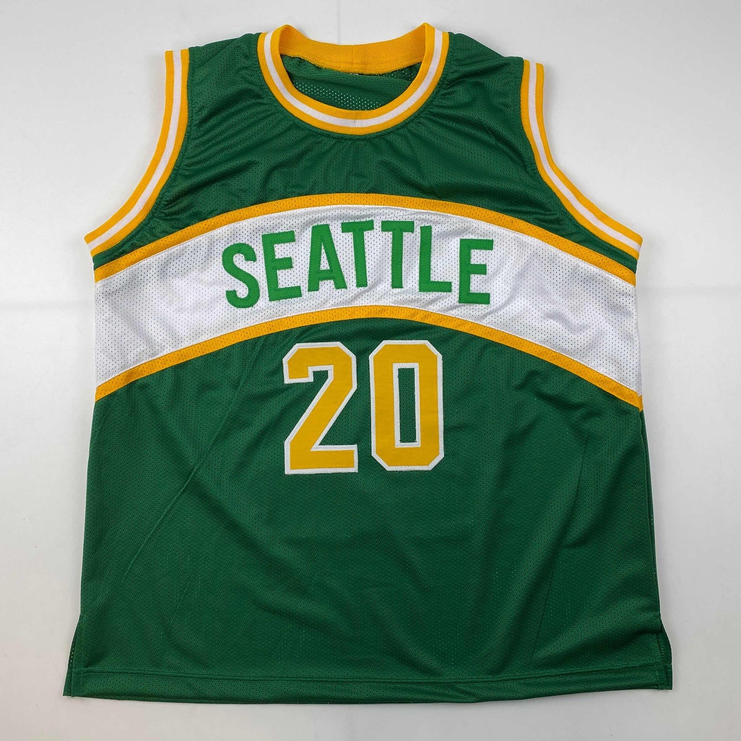Camiseta de baloncesto verde de Seattle autografiada/firmada de Gary Payton JSA COA