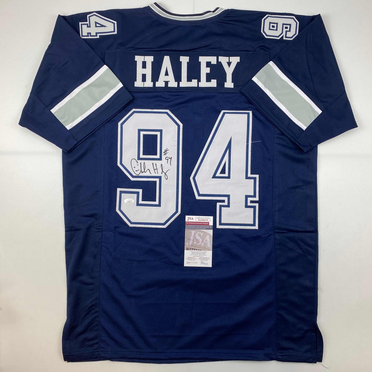 Autographed/Signed Charles Haley Dallas Blue Football Jersey JSA COA