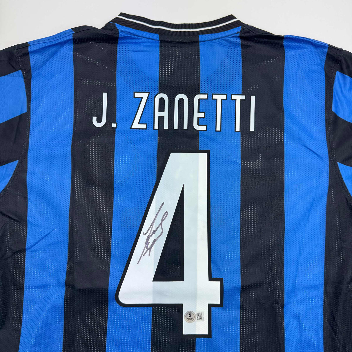 Autographed/Signed Javier Zanetti Inter Milan Soccer Futbol Jersey Beckett BAS COA
