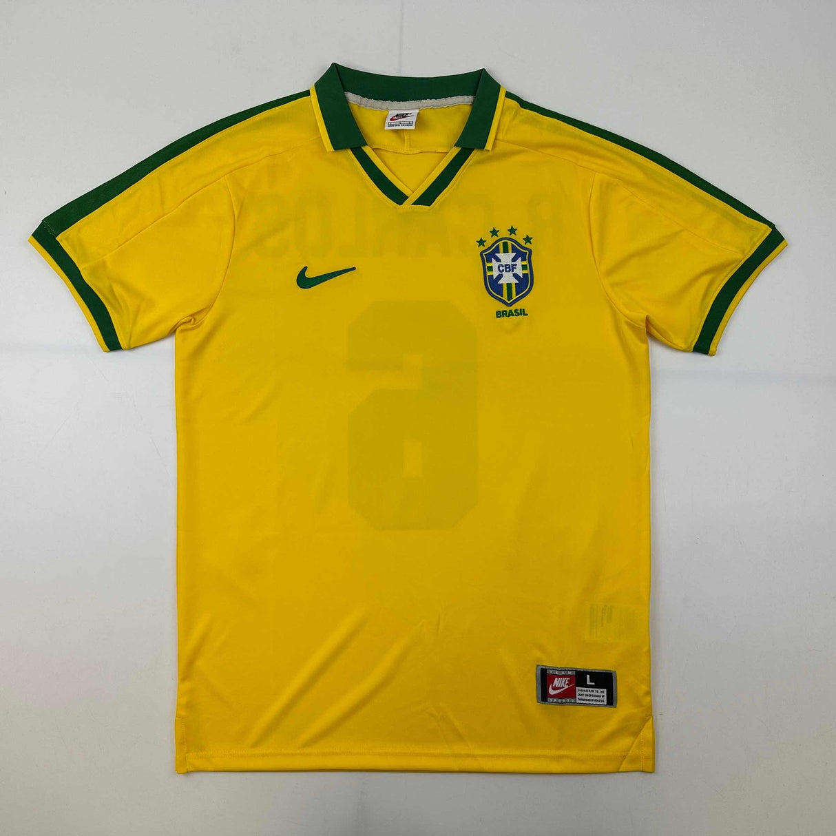 Camiseta de fútbol retro amarilla de Roberto Carlos, Brasil, autografiada y firmada por Beckett BAS COA