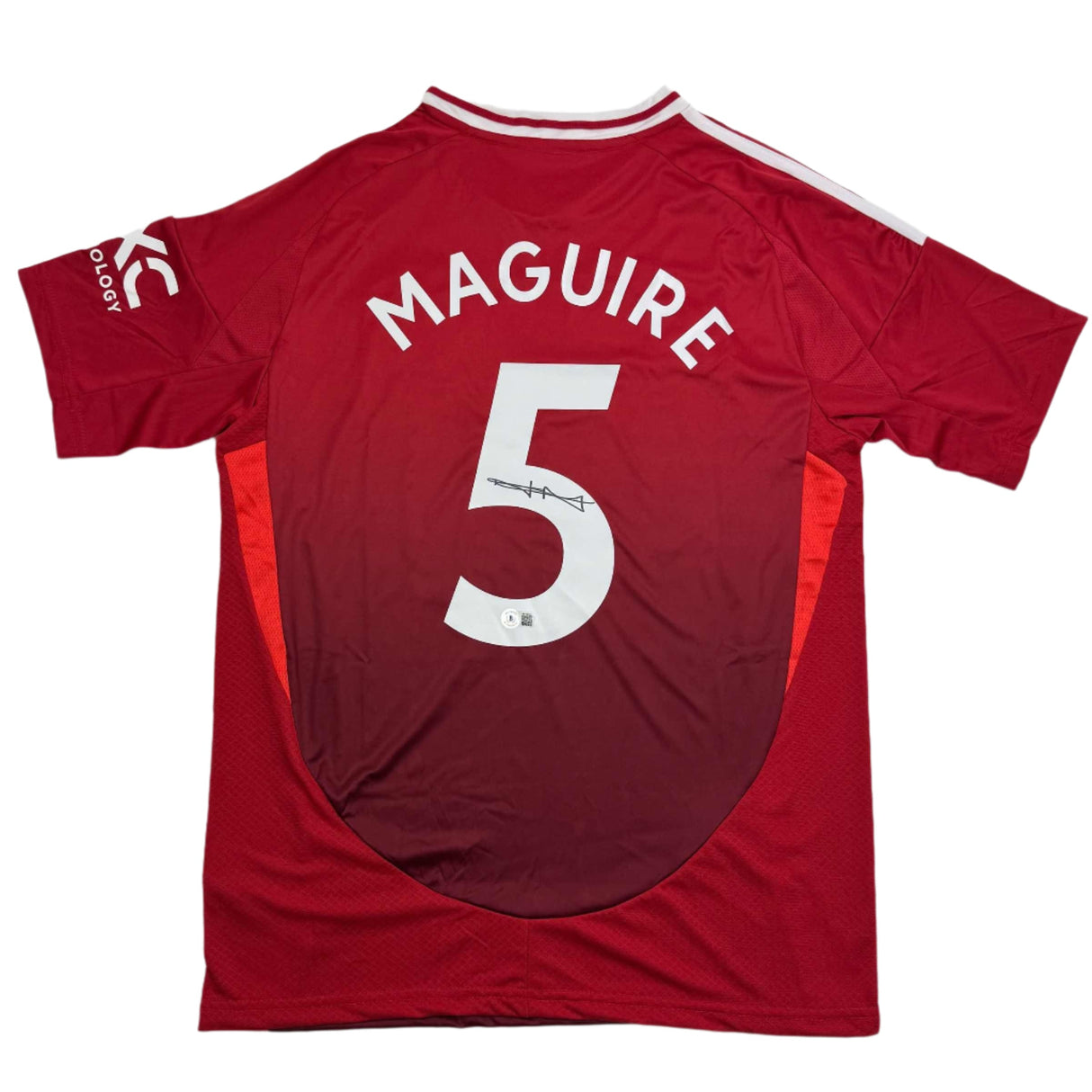 Camiseta de fútbol roja del Manchester United autografiada/firmada por Harry Maguire Beckett BAS COA