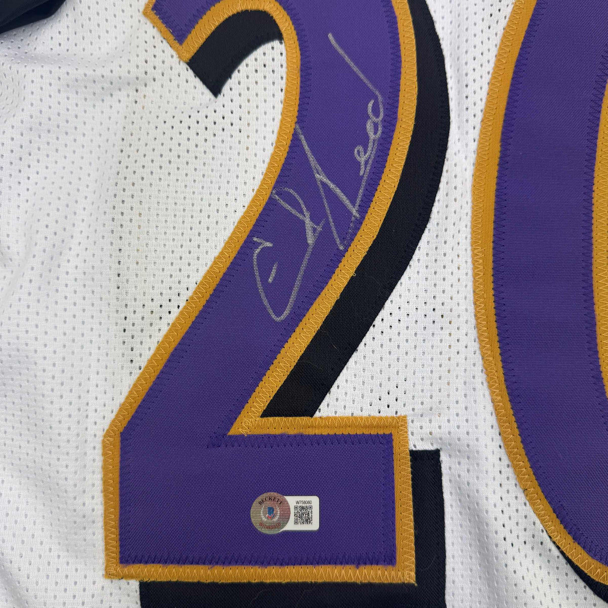 Autographed/Signed Ed Reed Baltimore White Football Jersey Beckett BAS COA