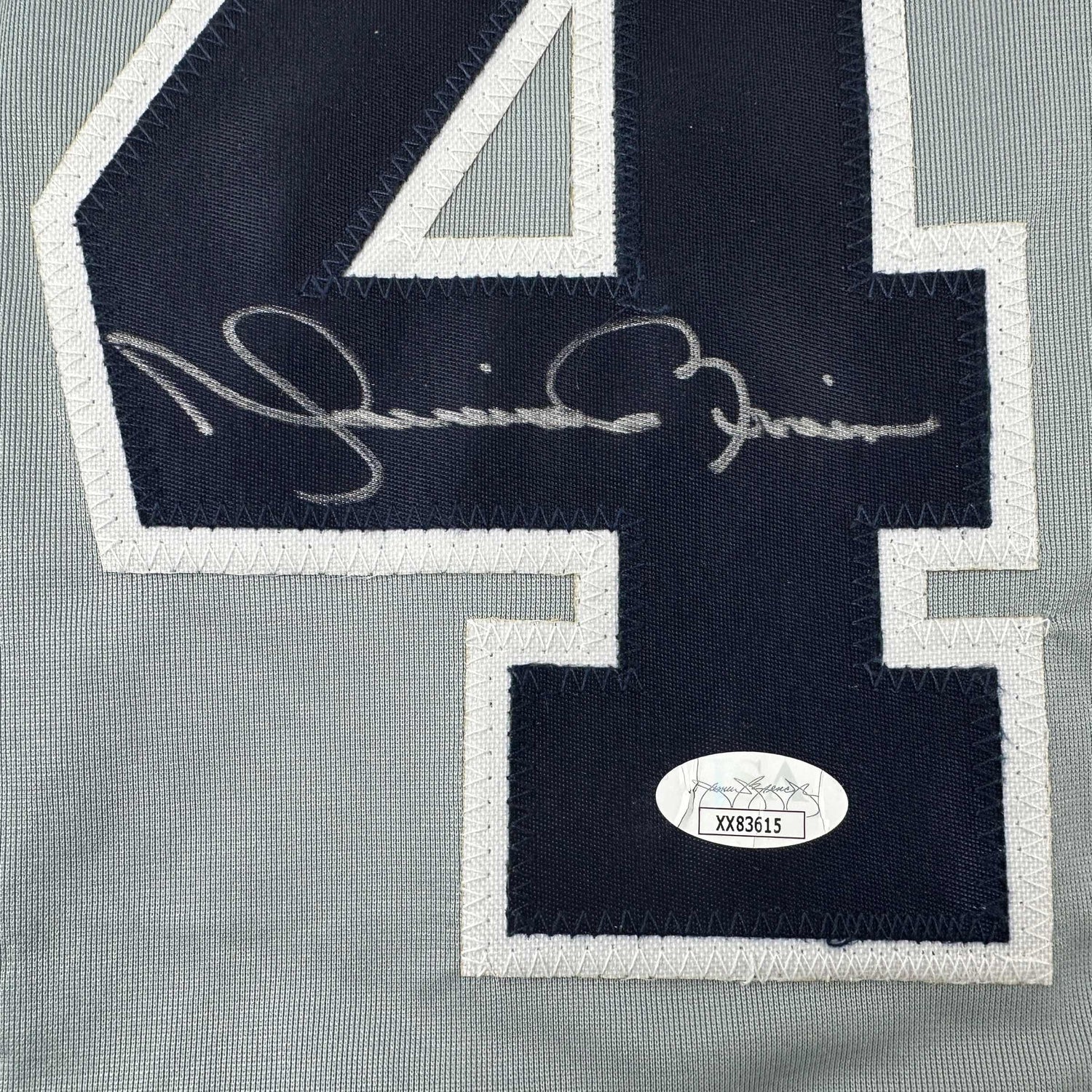 Camiseta de béisbol gris de Nueva York autografiada/firmada por Mariano Rivera JSA COA/LOA