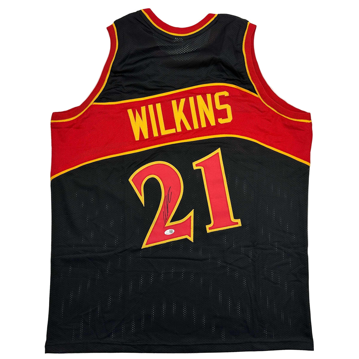 Autographed/Signed Dominique Wilkins Atlanta Black Basketball Jersey JSA COA
