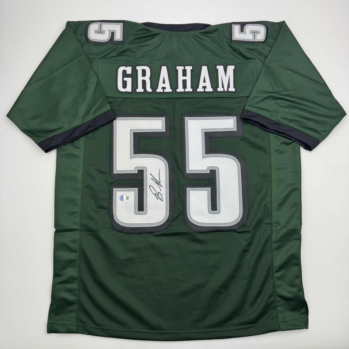 Camiseta de fútbol verde de Filadelfia autografiada/firmada por Brandon Graham Beckett BAS COA