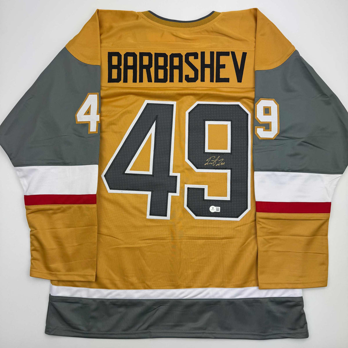 Autographed/Signed Ivan Barbashev Las Vegas Gold Hockey Jersey Beckett BAS COA