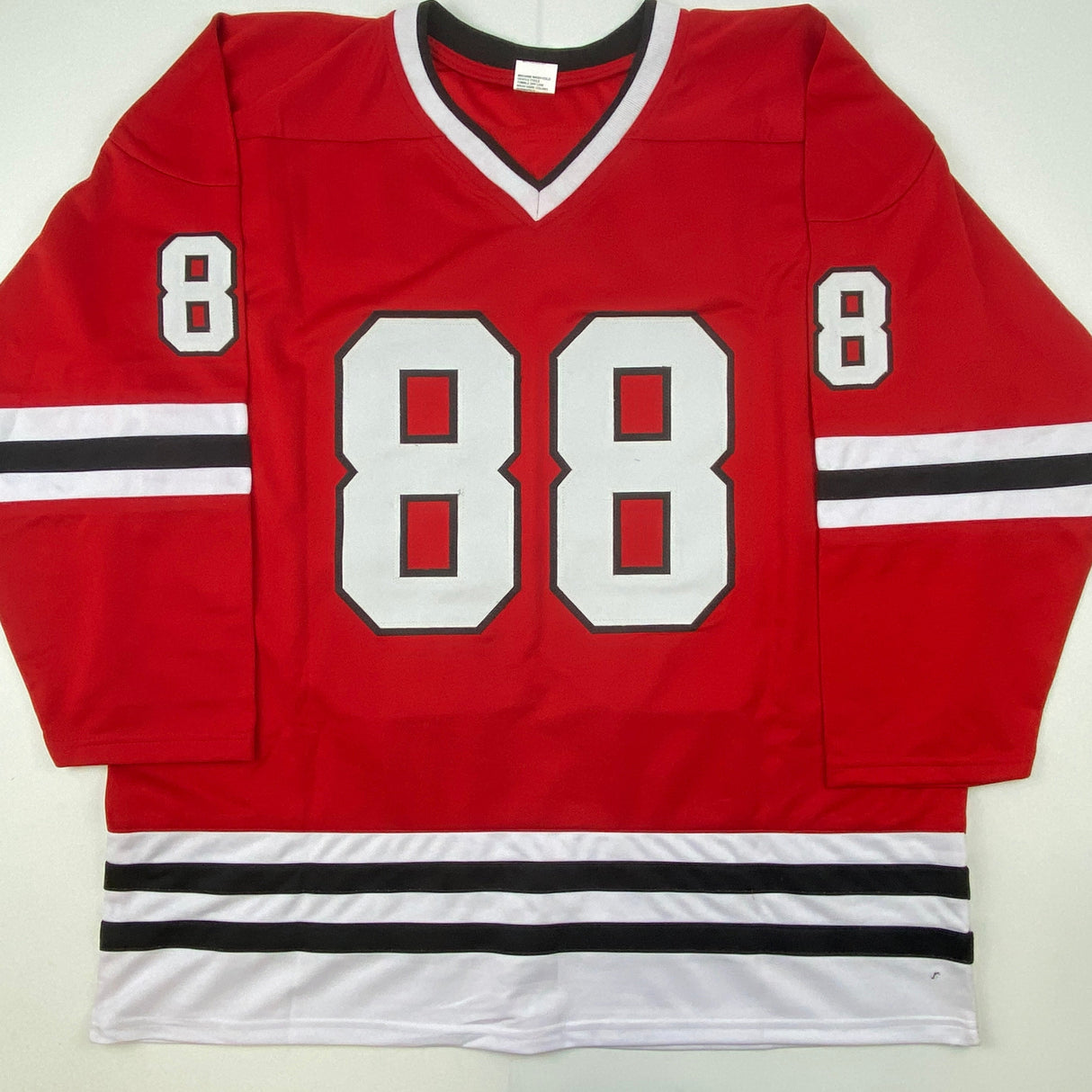 Camiseta de hockey roja de Chicago autografiada/firmada por Patrick Kane Beckett BAS COA