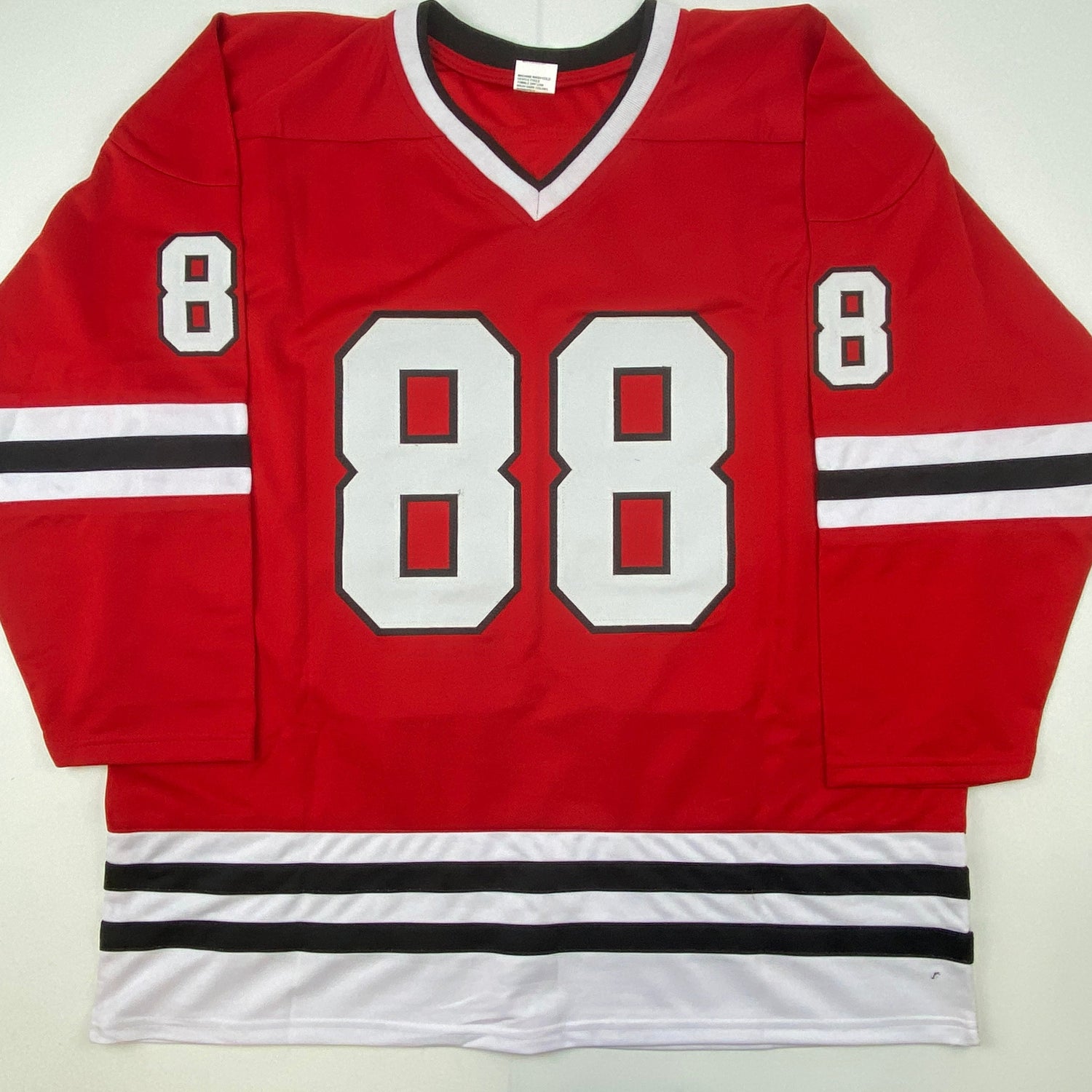 Camiseta de hockey roja de Chicago autografiada/firmada por Patrick Kane Beckett BAS COA