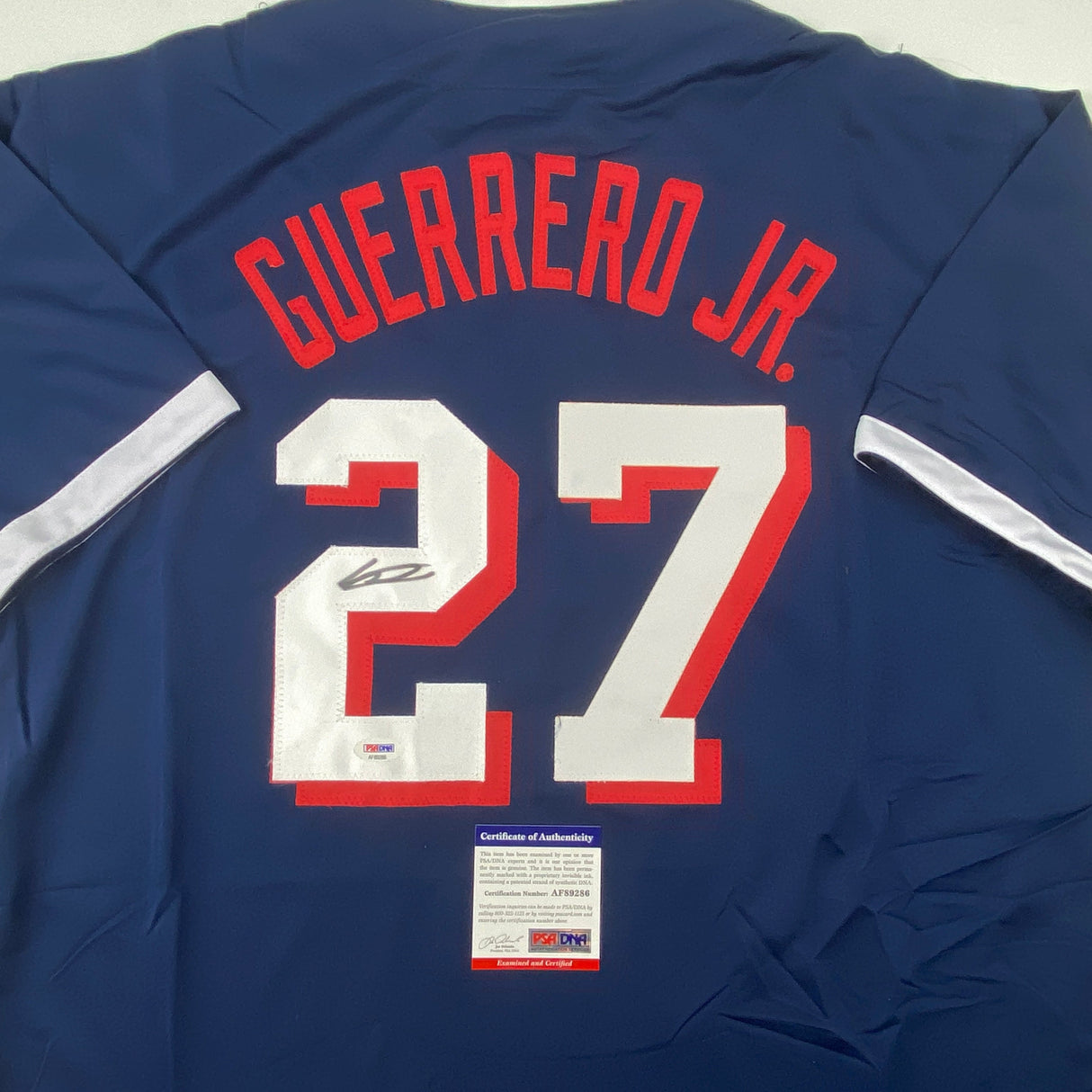 Autographed/Signed Vladimir Vlad Guerrero Jr. 2021 All-Star Game Blue Baseball Jersey PSA/DNA COA