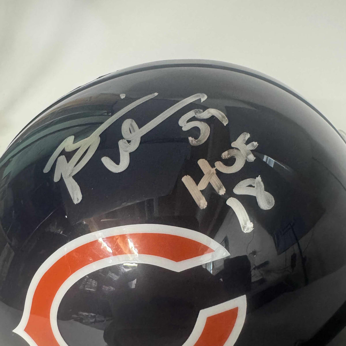 Autographed/Signed Brian Urlacher HOF 18 Chicago Bears Full Size FS F/S Replica Football Helmet Beckett BAS COA