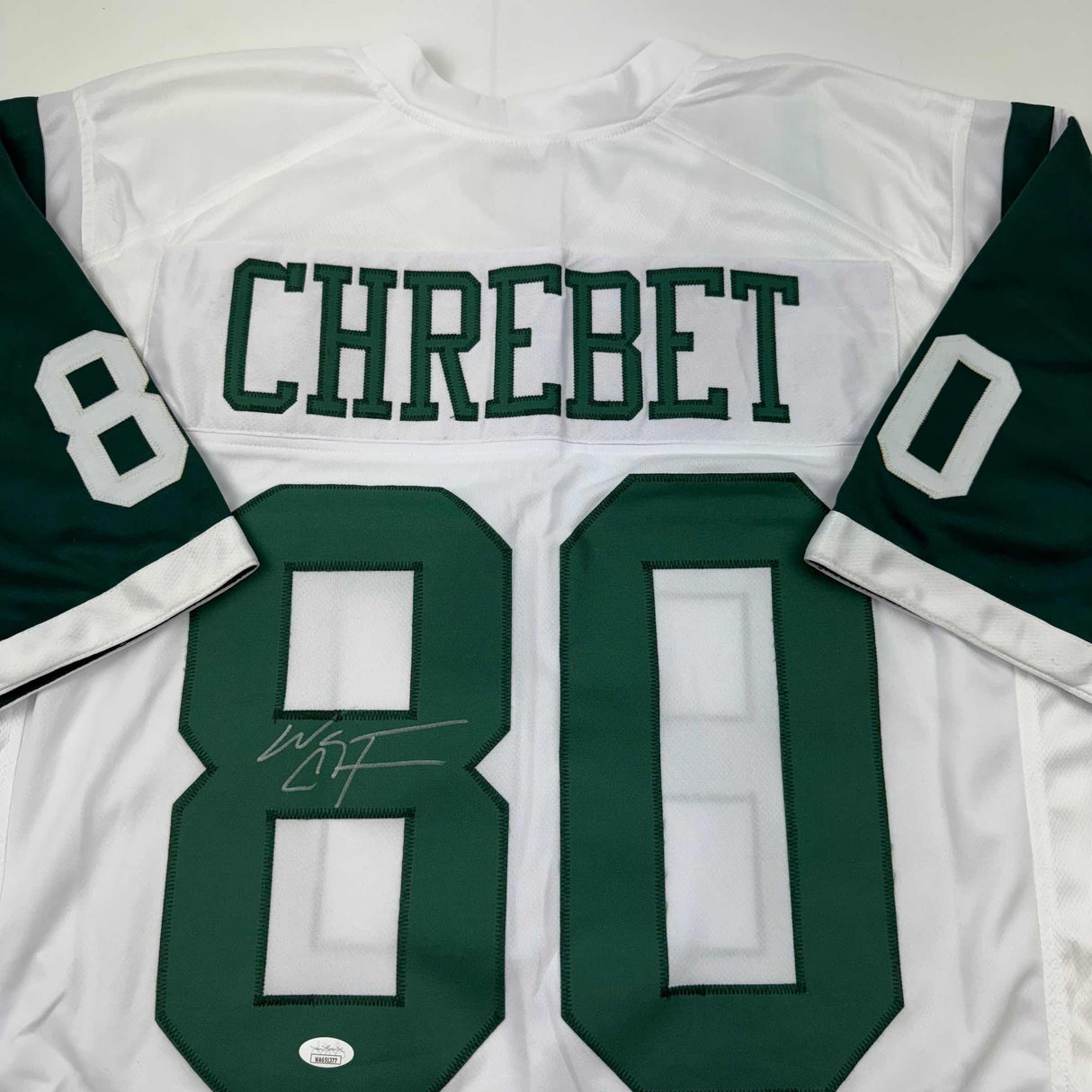 Autographed/Signed Wayne Chrebet New York White Football Jersey JSA COA