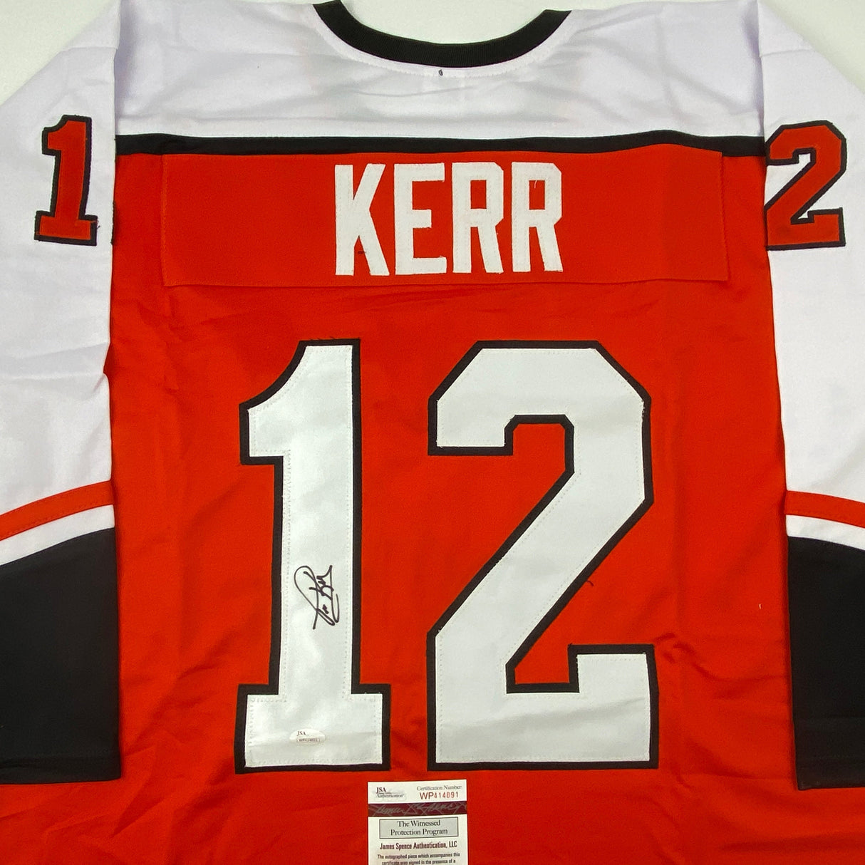 Autographed/Signed Tim Kerr Philadelphia Orange Hockey Jersey JSA COA