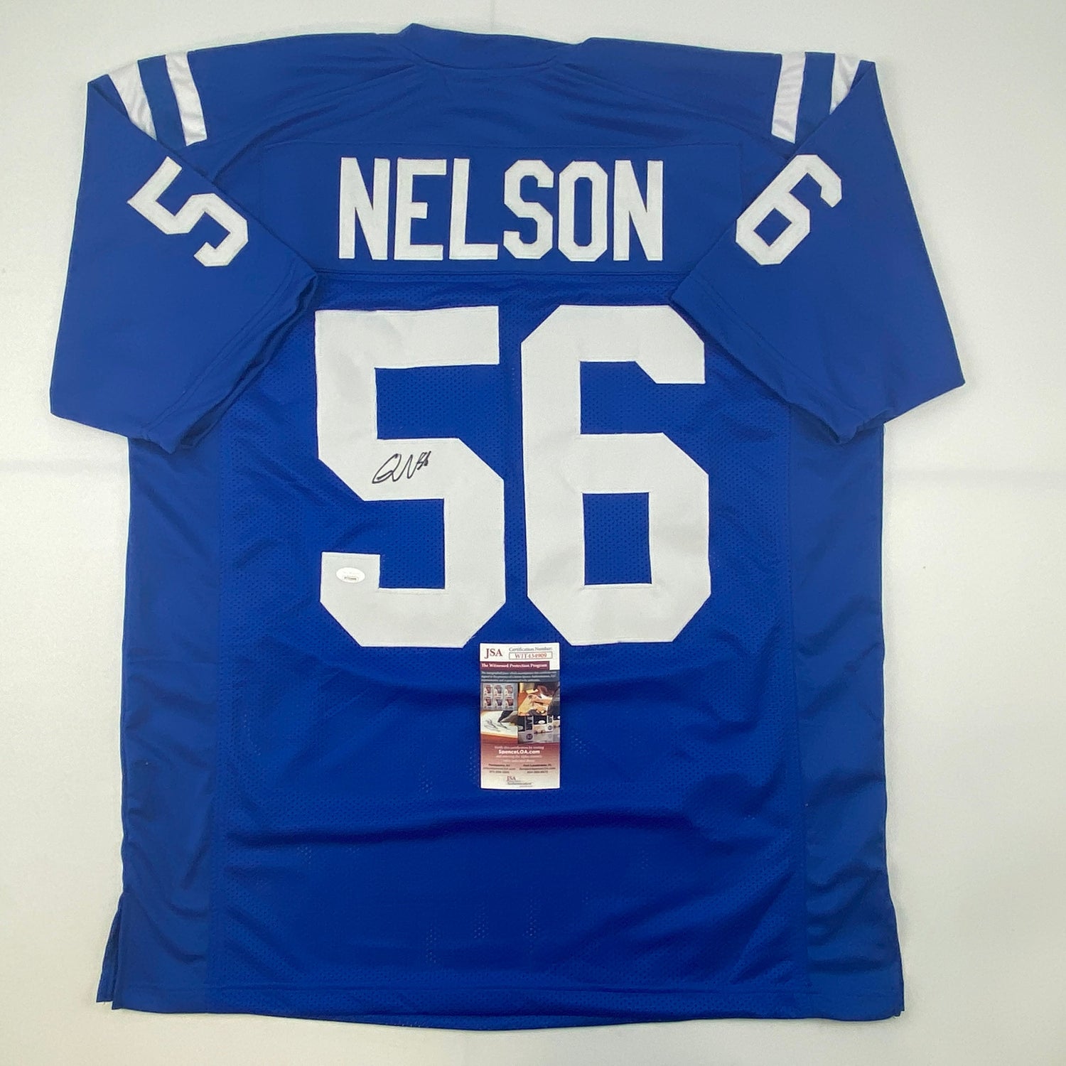 Camiseta de fútbol azul de Indianápolis autografiada/firmada por Quenton Nelson (JSA COA)