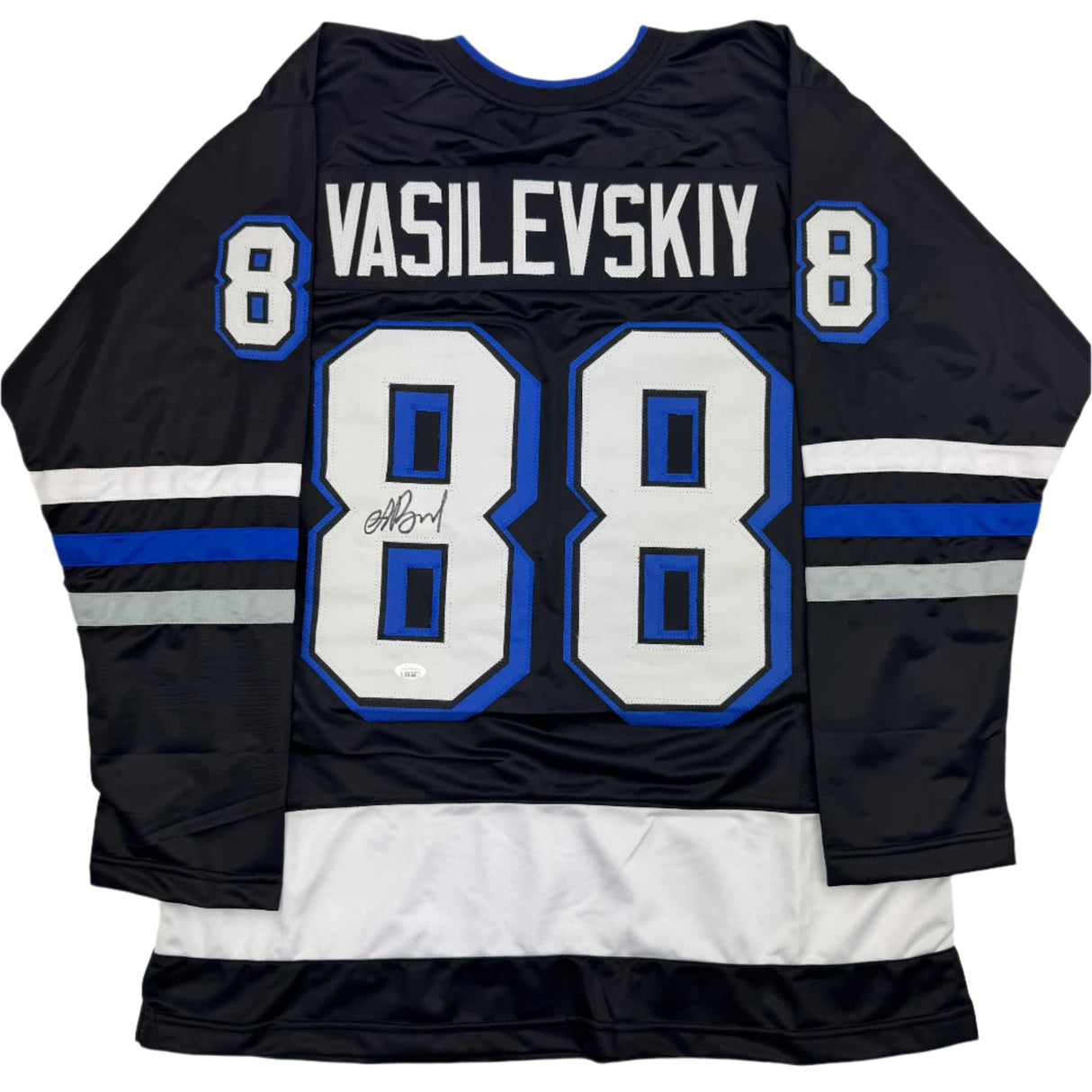 Autographed/Signed Andrei Vasilevskiy Tampa Bay Black Hockey Jersey JSA COA