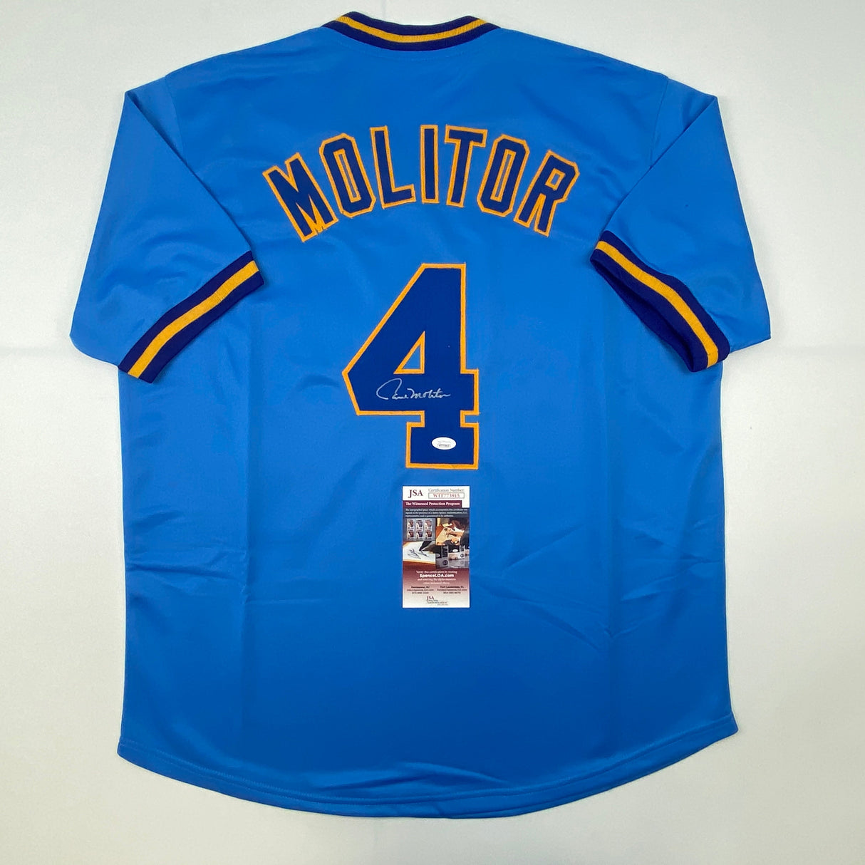 Autographed/Signed Paul Molitor Milwaukee Blue Baseball Jersey JSA COA