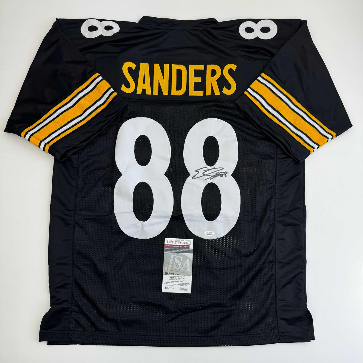 Autographed/Signed Emmanuel Sanders Pittsburgh Black Football Jersey JSA COA