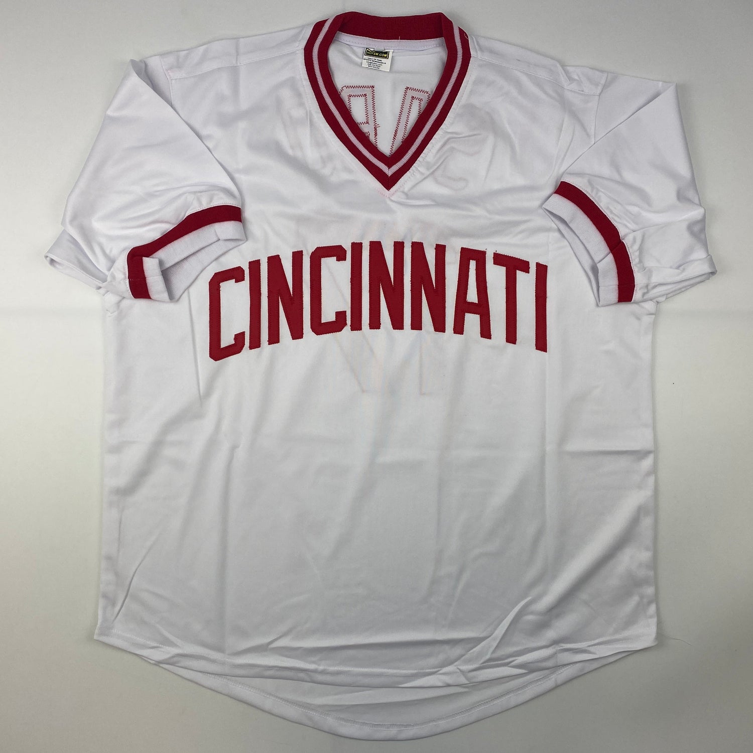 Camiseta de béisbol blanca de Cincinnati autografiada/firmada por Chris Sabo JSA COA