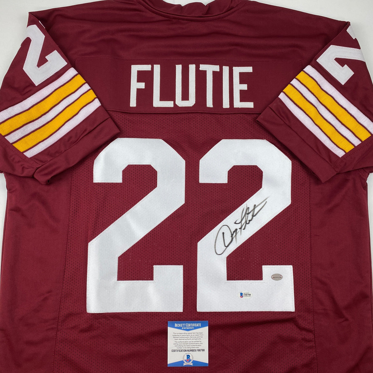 Autographed/Signed Doug Flutie Boston College Maroon Football Jersey Beckett BAS COA