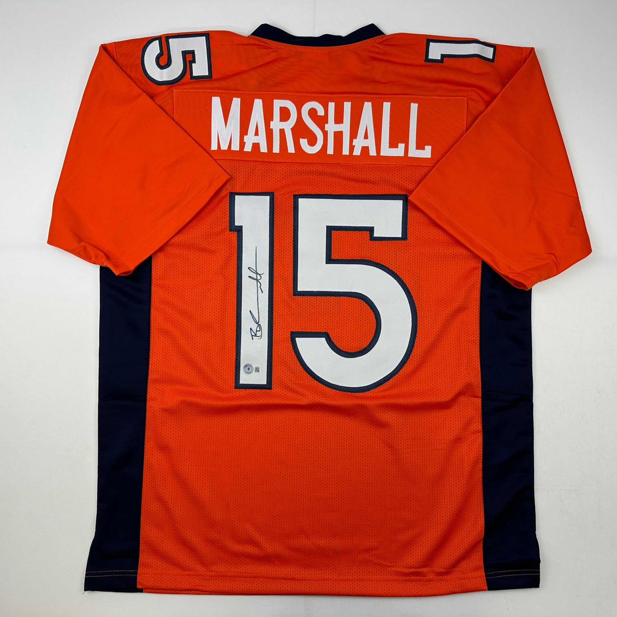 Autographed/Signed Brandon Marshall Denver Orange Football Jersey Beckett BAS COA