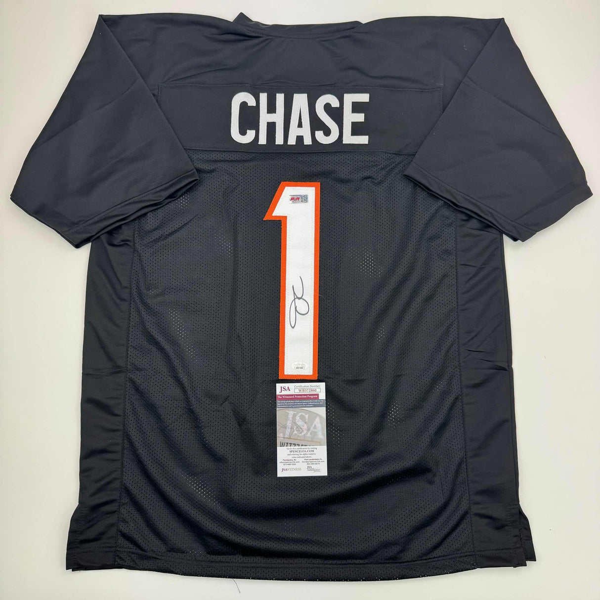 Autographed/Signed Ja'Marr Chase Cincinnati Black Football Jersey JSA COA