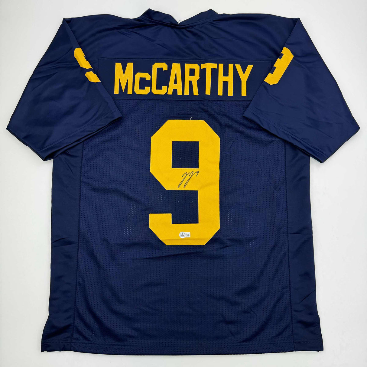 Autographed/Signed J.J. JJ McCarthy Michigan Blue College Football Jersey Beckett BAS COA