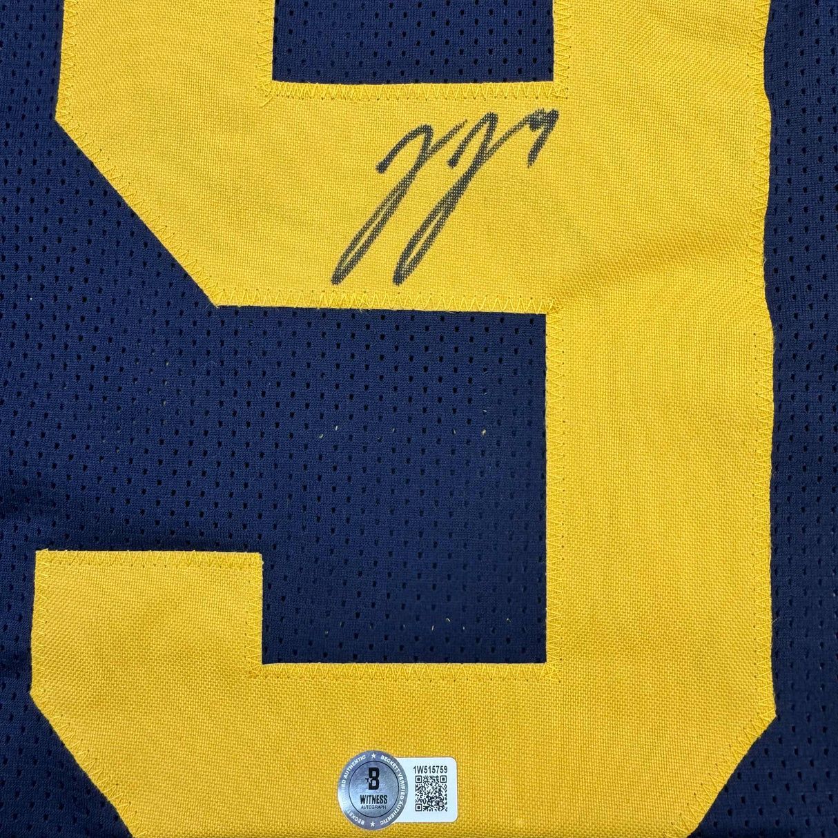 Autographed/Signed J.J. JJ McCarthy Michigan Blue College Football Jersey Beckett BAS COA
